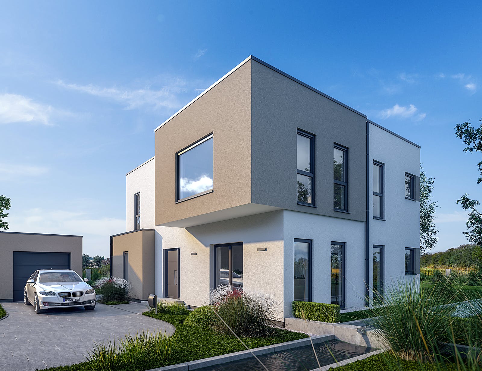 Fertighaus Solitaire-E-155 E9 von SCHWABENHAUS Schlüsselfertig ab 494771€, Cubushaus Außenansicht 1