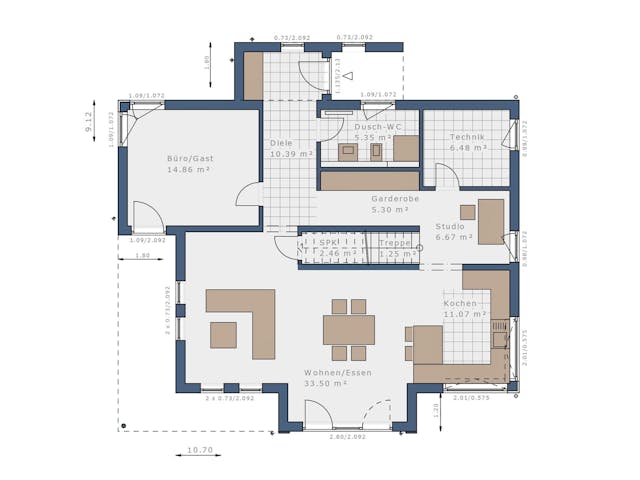 Fertighaus Solitaire-E-165 E3 von SCHWABENHAUS Schlüsselfertig ab 376498€, Satteldach-Klassiker Grundriss 1