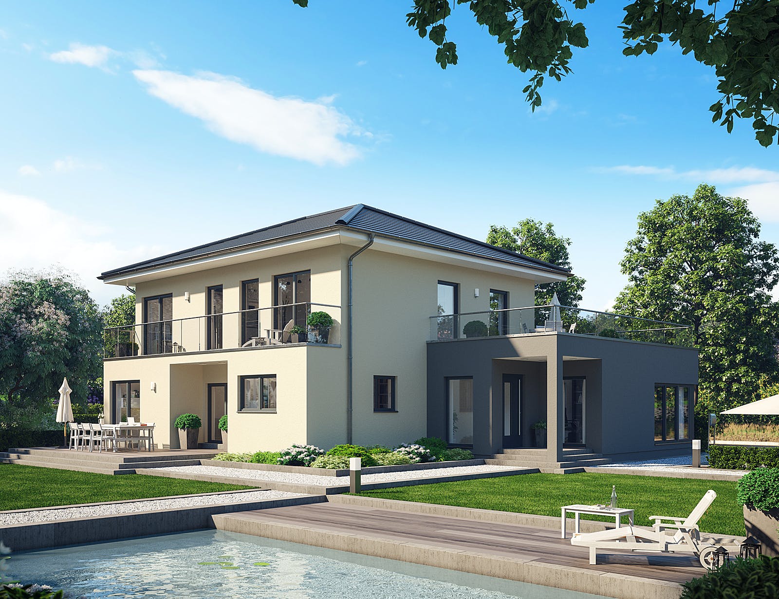 Fertighaus Solitaire-E-165 E7 von SCHWABENHAUS Schlüsselfertig ab 469839€, Stadtvilla Außenansicht 1