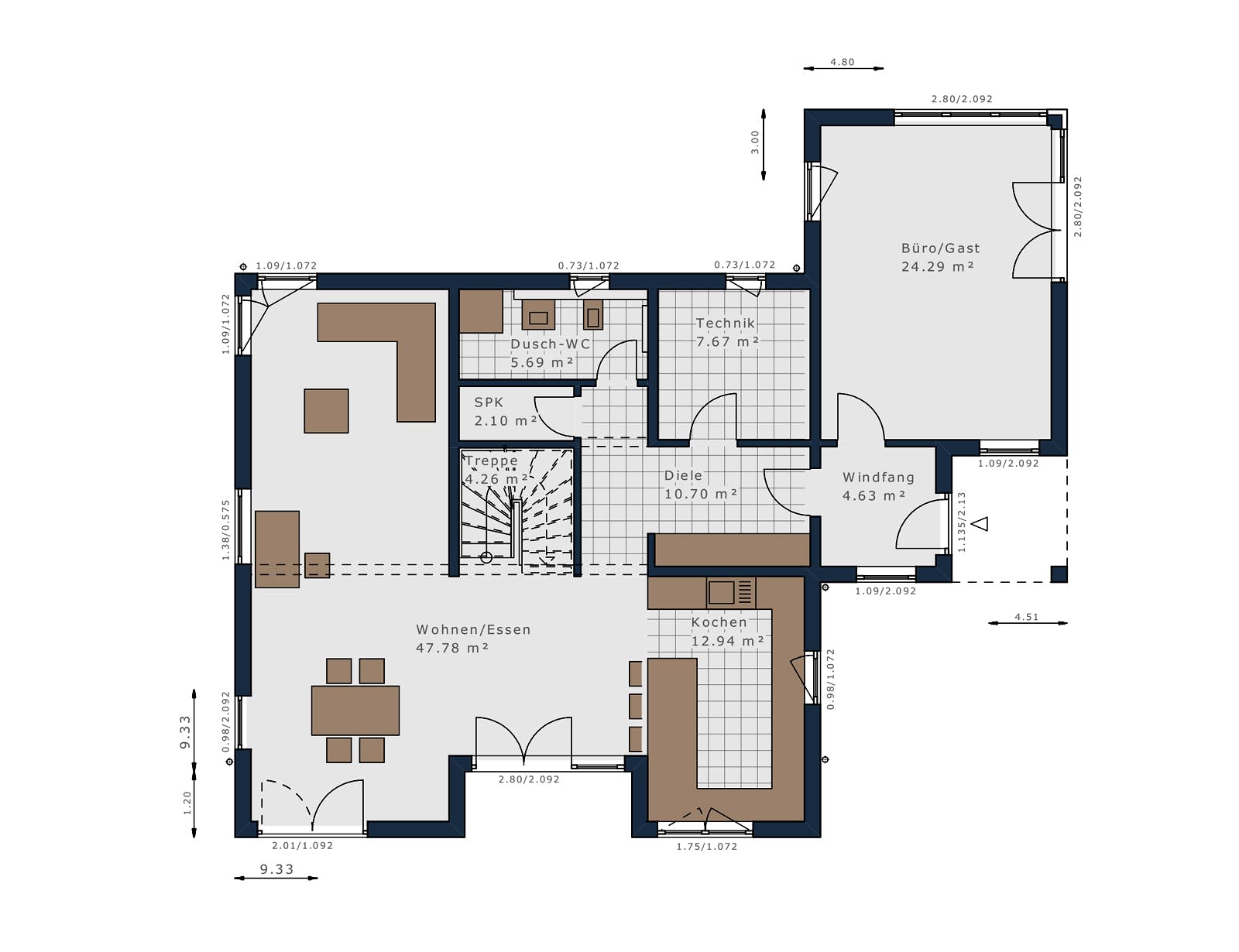 Fertighaus Solitaire-E-165 E7 von SCHWABENHAUS Schlüsselfertig ab 469839€, Stadtvilla Grundriss 1