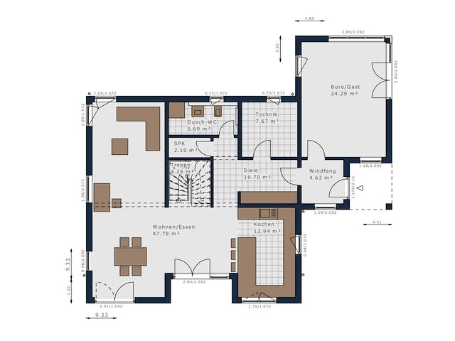 Fertighaus Solitaire-E-165 E7 von SCHWABENHAUS Schlüsselfertig ab 469839€, Stadtvilla Grundriss 1