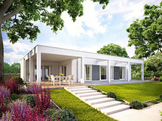 Fertighaus E 10-112.1 - Moderner Bungalow von SchwörerHaus - Österreich Schlüsselfertig ab 415250€, Bungalow Außenansicht 1