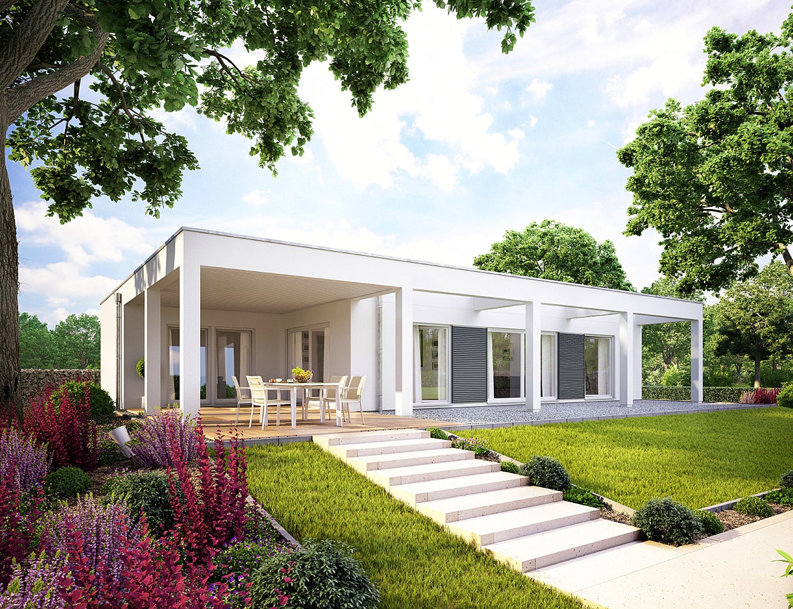 Fertighaus E 10-112.1 - Moderner Bungalow von SchwörerHaus Schlüsselfertig ab 430142€, Bungalow Außenansicht 1