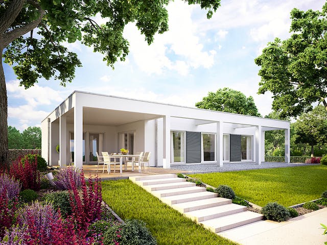 Fertighaus E 10-112.1 - Moderner Bungalow von SchwörerHaus Schlüsselfertig ab 430142€, Bungalow Außenansicht 1