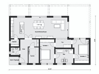 Fertighaus E 10-112.1 - Moderner Bungalow von SchwörerHaus Schlüsselfertig ab 430142€, Bungalow Grundriss 1