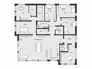 Fertighaus E 10-230.1 - Bungalow mit Dachterrasse von SchwörerHaus Schlüsselfertig ab 783913€, Cubushaus Grundriss 1