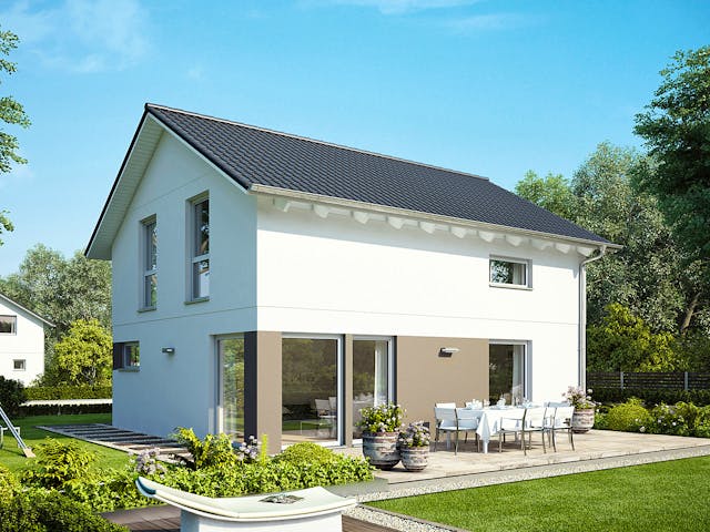 Fertighaus E 15-121.9 - Haus mit Satteldach von SchwörerHaus - Österreich Schlüsselfertig ab 287980€, Außenansicht 1