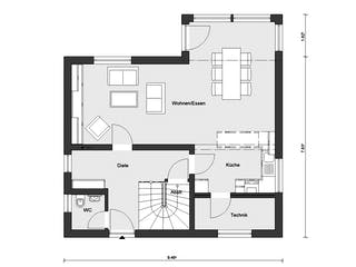 Fertighaus E 15-127.12 - Erker am Haus von SchwörerHaus Schlüsselfertig ab 327711€, Satteldach-Klassiker Grundriss 1