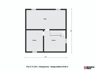Fertighaus E 15-128.8 - Modernes Landhaus von SchwörerHaus Schlüsselfertig ab 332211€, Satteldach-Klassiker Grundriss 3