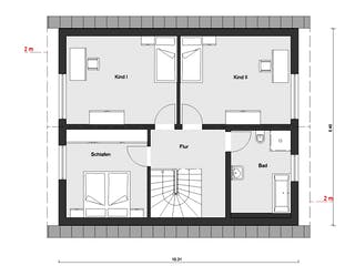 Fertighaus E 15-143.29 - Haus mit Vordach von SchwörerHaus Schlüsselfertig ab 384353€, Satteldach-Klassiker Grundriss 2