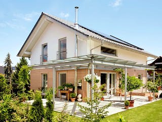 Fertighaus E 15-147.3 - Einfamilienhaus mit Terrasse von SchwörerHaus Schlüsselfertig ab 358371€, Außenansicht 2