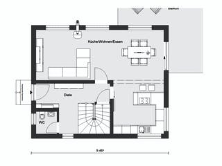 Fertighaus E 15-121.7 - Kundenhaus Bagatur von SchwörerHaus Schlüsselfertig ab 352818€, Satteldach-Klassiker Grundriss 1