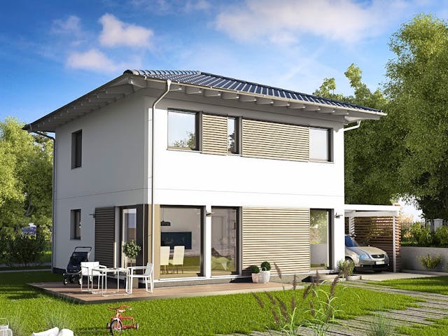 Fertighaus E 20-108.4 - Stadtvilla von SchwörerHaus - Österreich Schlüsselfertig ab 302720€, Stadtvilla Außenansicht 1