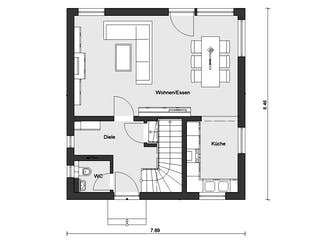 Fertighaus E 20-108.4 - Stadtvilla von SchwörerHaus Schlüsselfertig ab 307761€, Stadtvilla Grundriss 1