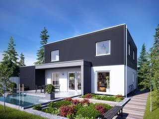 Fertighaus E 20-144.6 - Moderner Bauhausstil von SchwörerHaus Schlüsselfertig ab 375658€, Cubushaus Außenansicht 1