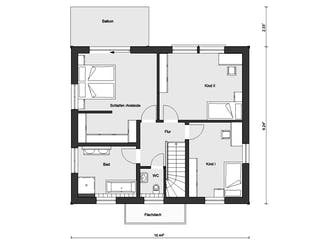 Fertighaus E 20-164.3 - Haus mit Erker-Balkon von SchwörerHaus Schlüsselfertig ab 465376€, Satteldach-Klassiker Grundriss 2