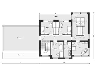 Fertighaus E 20-198.1 - Einfamilienhaus mit Z-Dach von SchwörerHaus Schlüsselfertig ab 737994€, Stadtvilla Grundriss 2