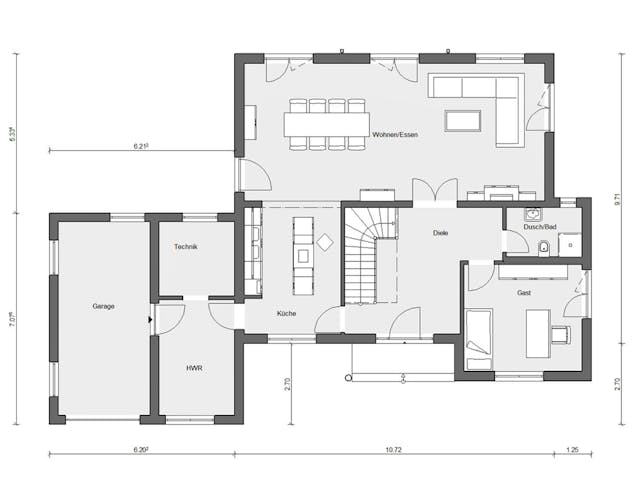 Fertighaus E 20-201.1 - Französischer Landhausstil von SchwörerHaus Schlüsselfertig ab 659145€, Stadtvilla Grundriss 1