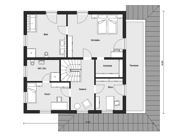 Fertighaus E 20-204.1 - Mediterrane Stadtvilla von SchwörerHaus Schlüsselfertig ab 627553€, Stadtvilla Grundriss 2