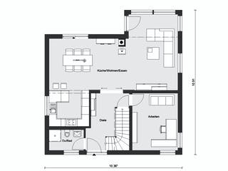 Fertighaus E 20-163.2 - Nachhaltige Stadtvilla von SchwörerHaus Schlüsselfertig ab 448554€, Stadtvilla Grundriss 1