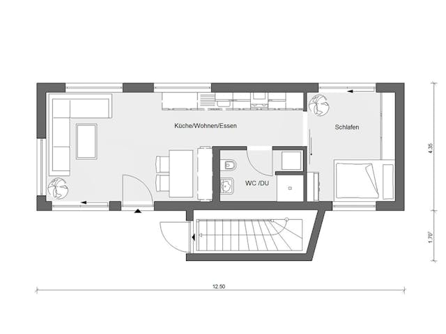 Fertighaus F 10-043.7 - FlyingSpaces Bungalow von SchwörerHaus - Österreich Schlüsselfertig ab 295350€, Bungalow Grundriss 1