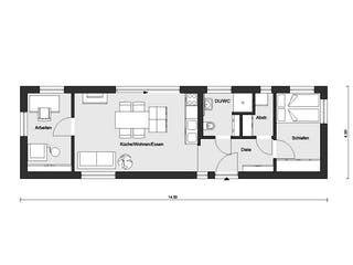 Fertighaus F 10-049.10.1 - Minihaus von SchwörerHaus Schlüsselfertig ab 200641€, Bungalow Grundriss 1