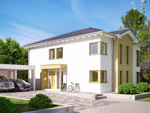 Fertighaus SOLUTION 204 V7 L von Living Fertighaus Schlüsselfertig ab 604843€, Stadtvilla Außenansicht 1