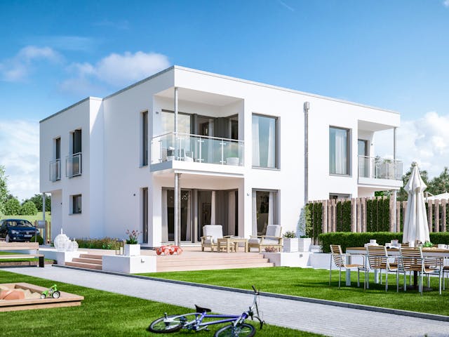 Fertighaus SOLUTION 242 V7 von Living Fertighaus Schlüsselfertig ab 697469€, Cubushaus Außenansicht 1