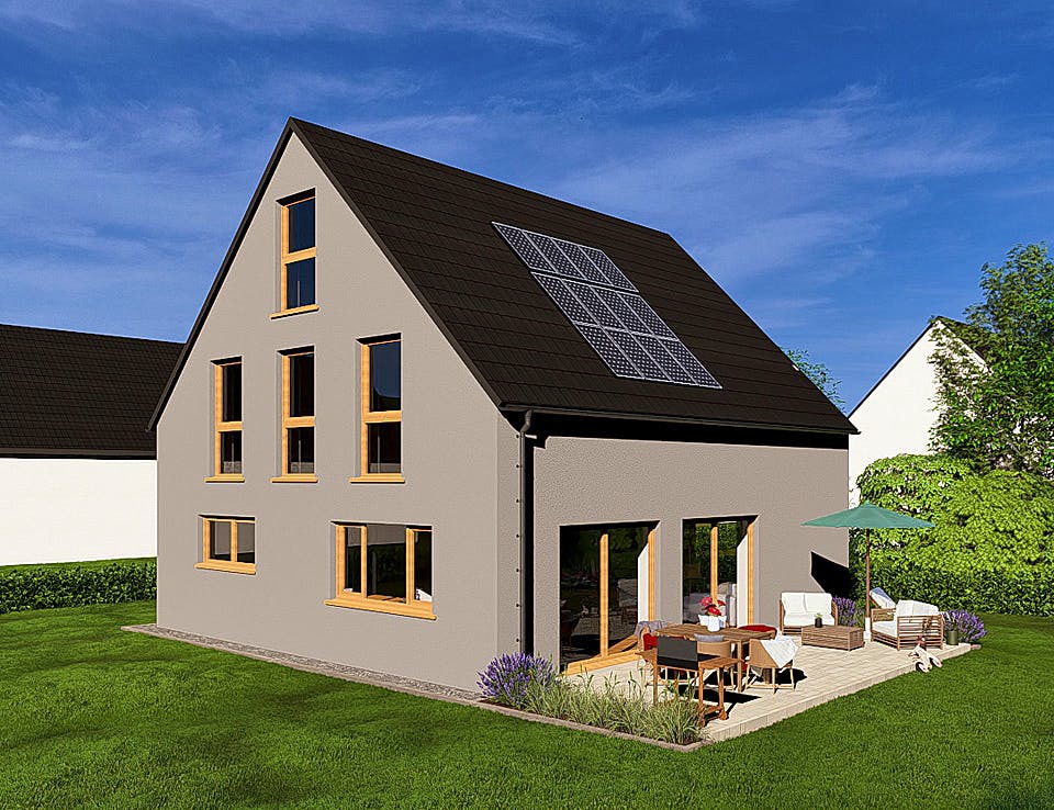 Massivhaus HAUSKONZEPT Klassik von Splietker Bau, Satteldach-Klassiker Außenansicht 1