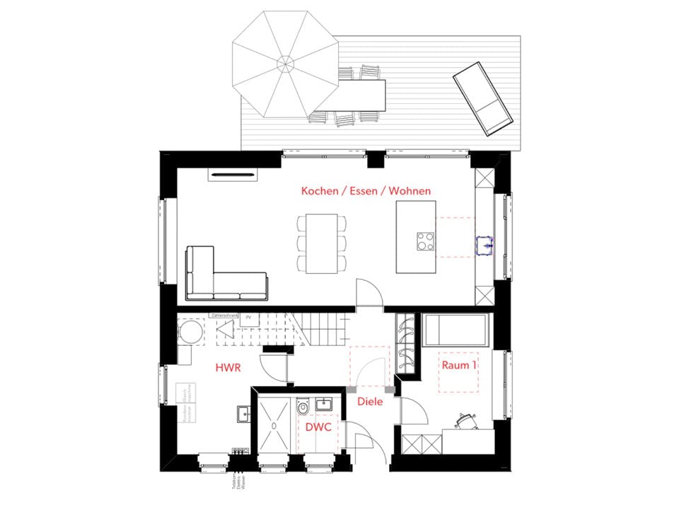Massivhaus HAUSKONZEPT Klassik von Splietker Bau, Satteldach-Klassiker Grundriss 1