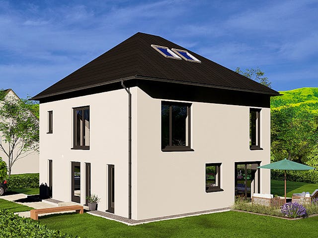 Massivhaus HAUSKONZEPT Villa von Splietker Bau, Stadtvilla Außenansicht 2