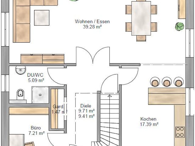Fertighaus Stadtvilla 155 von Suckfüll Energiesparhaus Schlüsselfertig ab 432338€, Stadtvilla Grundriss 1
