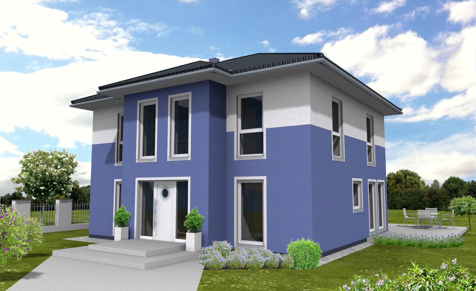 Fertighaus Stadtvilla 159 von Suckfüll Energiesparhaus Schlüsselfertig ab 419000€, Stadtvilla Außenansicht 1