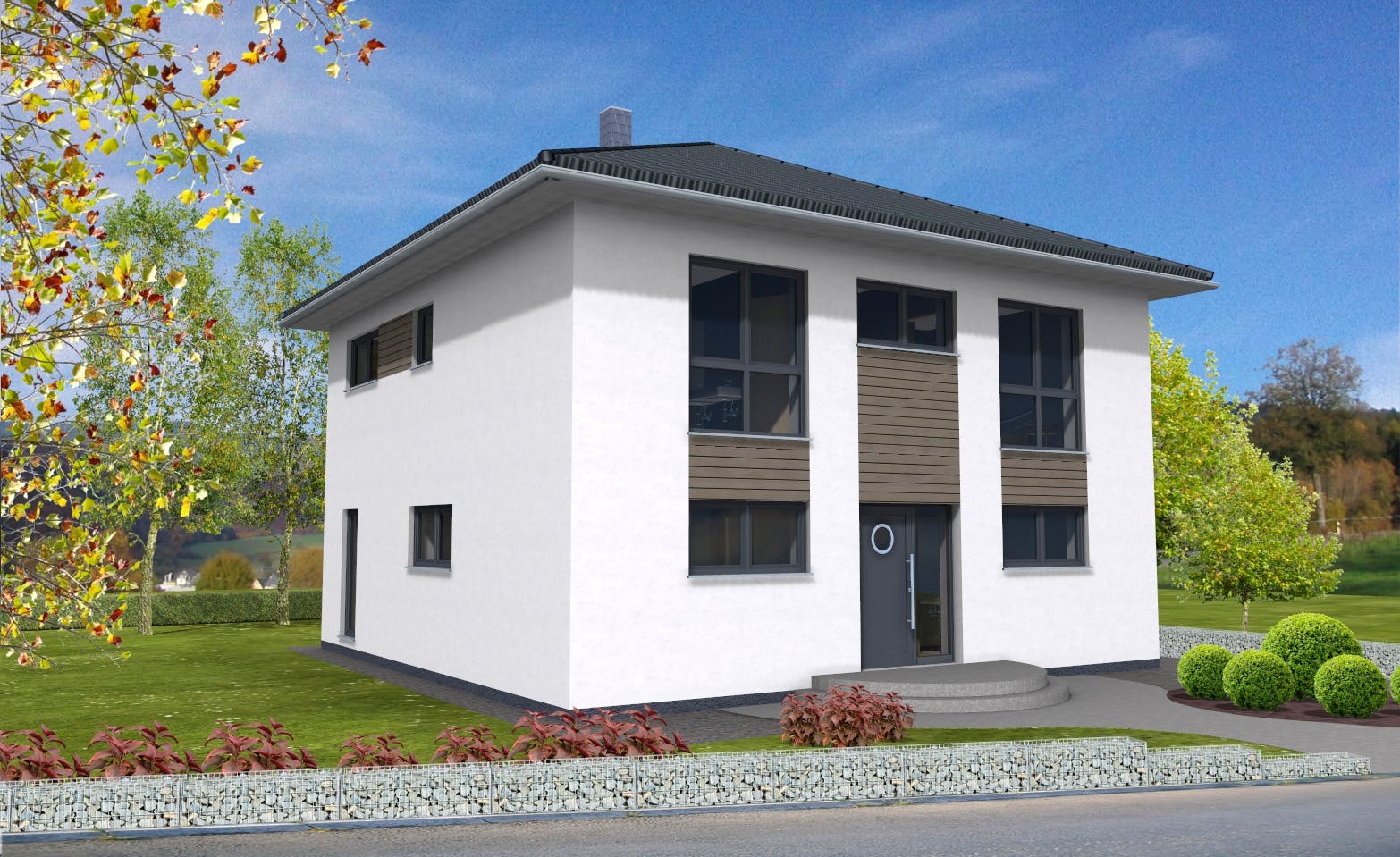 Fertighaus Stadtvilla 161 von Suckfüll Energiesparhaus Schlüsselfertig ab 392400€, Stadtvilla Außenansicht 1