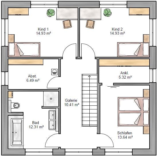 Fertighaus Stadtvilla 161 von Suckfüll Energiesparhaus Schlüsselfertig ab 392400€, Stadtvilla Grundriss 2
