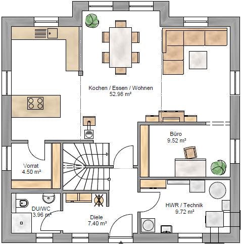 Fertighaus Stadtvilla 173 von Suckfüll Energiesparhaus Schlüsselfertig ab 431950€, Stadtvilla Grundriss 1