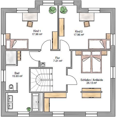 Fertighaus Stadtvilla 173 von Suckfüll Energiesparhaus Schlüsselfertig ab 431950€, Stadtvilla Grundriss 2