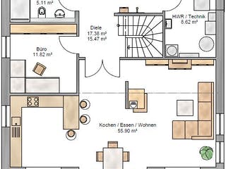Fertighaus Stadtvilla 189 von Suckfüll Energiesparhaus Schlüsselfertig ab 535444€, Stadtvilla Grundriss 1