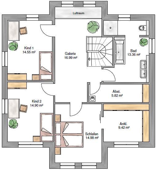 Fertighaus Stadtvilla 189 von Suckfüll Energiesparhaus Schlüsselfertig ab 475950€, Stadtvilla Grundriss 2
