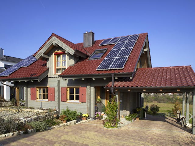 Blockhaus Steinheim von Rems-Murr-Holzhaus Ausbauhaus ab 311508€, Satteldach-Klassiker Außenansicht 1