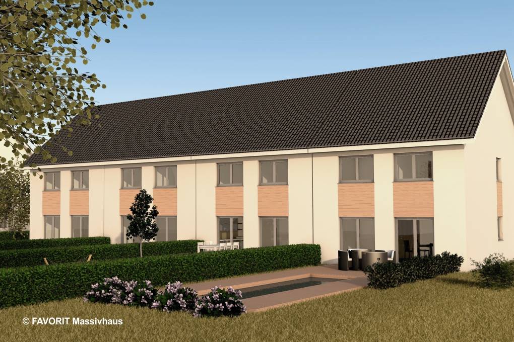 Massivhaus Stella E113/M115 von FAVORIT Massivhaus, Satteldach-Klassiker Außenansicht 2