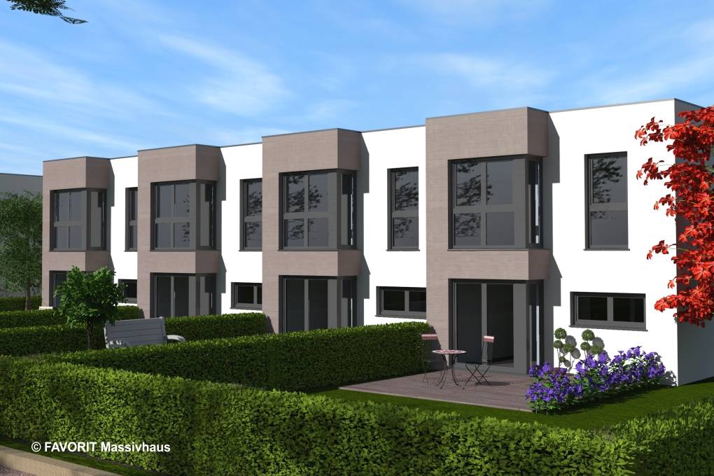 Massivhaus Stella E92/M95 von FAVORIT Massivhaus, Cubushaus Außenansicht 2