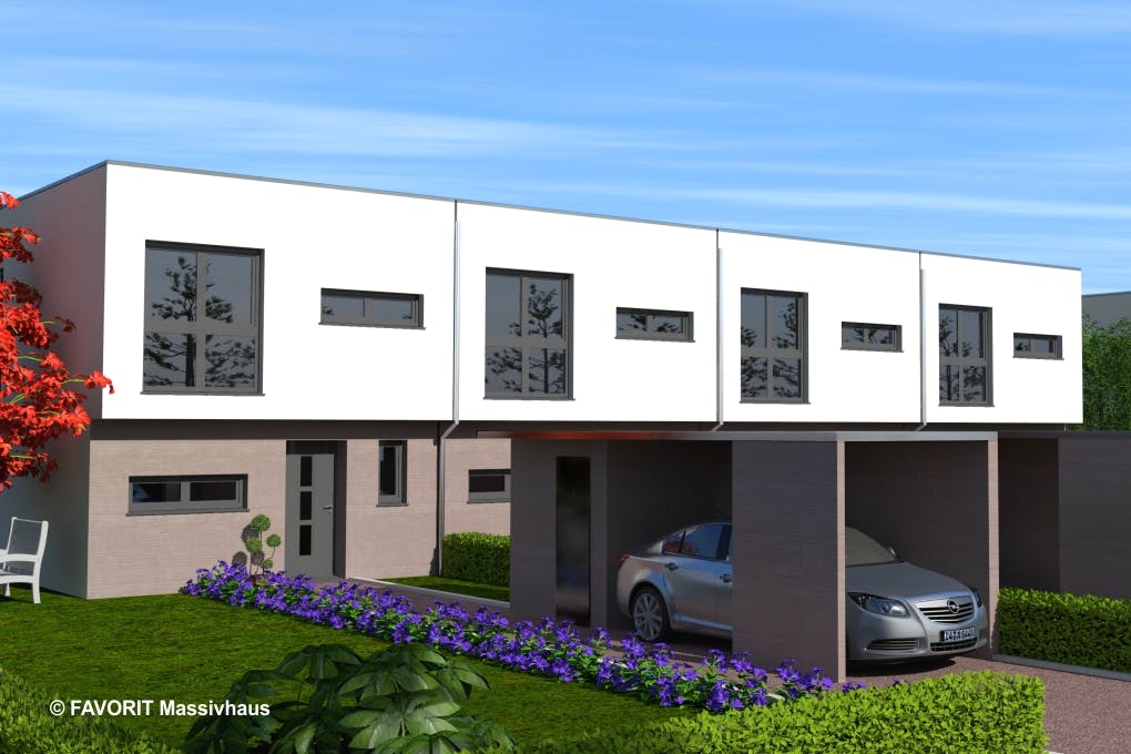 Massivhaus Stella E92/M95 von FAVORIT Massivhaus, Cubushaus Außenansicht 1
