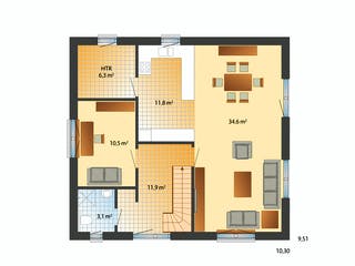 Fertighaus Stockholm von Danhaus Deutschland Schlüsselfertig ab 420307€, Satteldach-Klassiker Grundriss 1