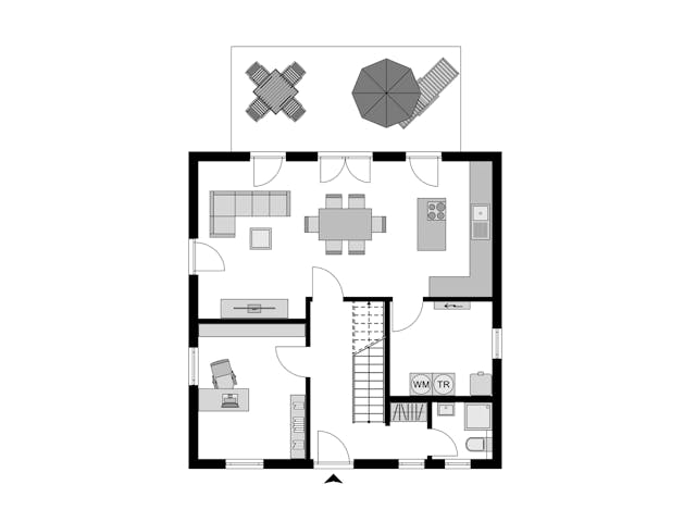 Fertighaus Klassiker CITY Gestaltungsidee GL Basis von STREIF Haus, Stadtvilla Grundriss 1