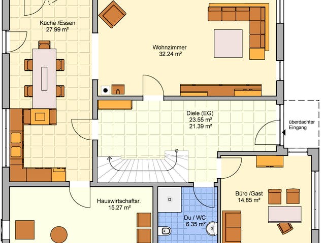 Blockhaus Stuttgart von Rems-Murr-Holzhaus Schlüsselfertig ab 433000€, Satteldach-Klassiker Grundriss 1