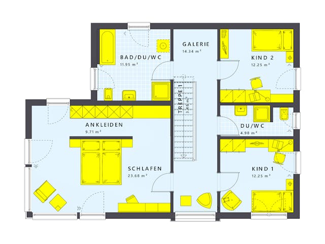 Fertighaus SUNSHINE 154 V7 von Living Fertighaus Schlüsselfertig ab 387147€, Cubushaus Grundriss 2