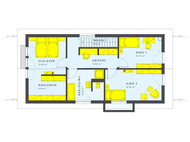 Fertighaus SUNSHINE 156 V2 von Living Fertighaus Schlüsselfertig ab 356800€, Satteldach-Klassiker Grundriss 2