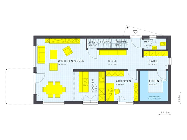 Fertighaus SUNSHINE 156 V3 von Living Fertighaus Schlüsselfertig ab 380160€, Cubushaus Innenansicht 1