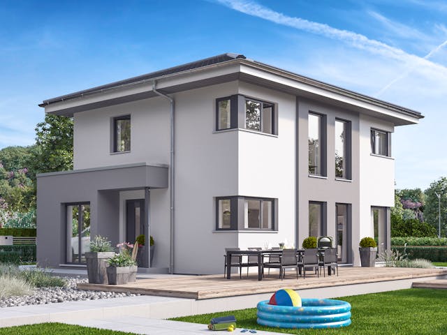 Fertighaus SUNSHINE 125 V6 von Living Fertighaus Schlüsselfertig ab 387597€, Stadtvilla Außenansicht 1